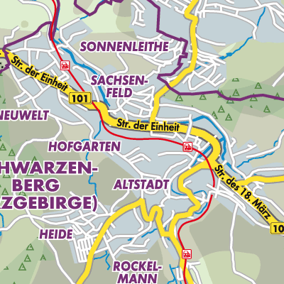 Übersichtsplan Schwarzenberg/Erzgebirge