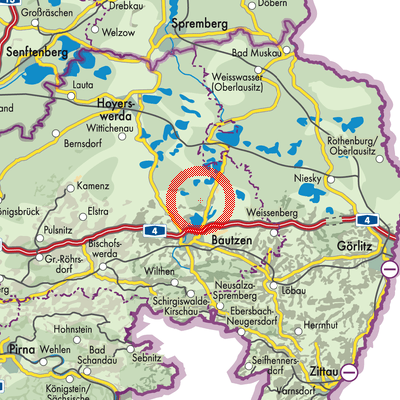 Landkarte Großdubrau - Wulka Dubrawa