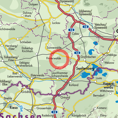 Landkarte Lichterfeld-Schacksdorf