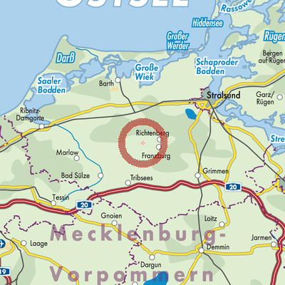 Landkarte Millienhagen-Oebelitz
