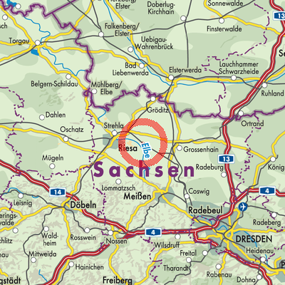 Landkarte Nünchritz