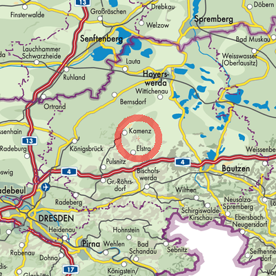Landkarte Nebelschütz - Njebjelčicy