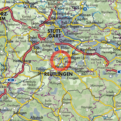 Landkarte Neckartenzlingen