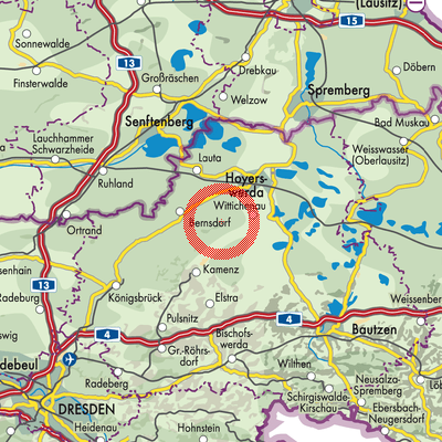 Landkarte Oßling - Wóslink