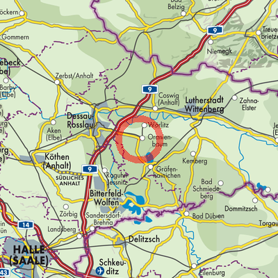 Landkarte Oranienbaum-Wörlitz