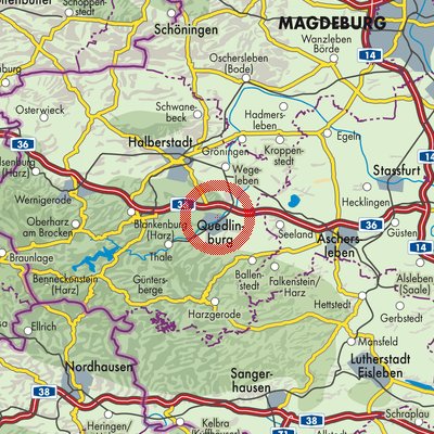 Landkarte Quedlinburg