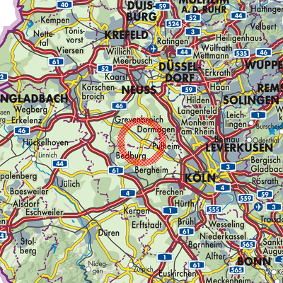 Landkarte Rommerskirchen