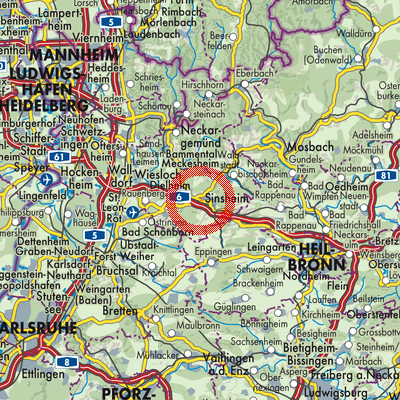 Landkarte Sinsheim