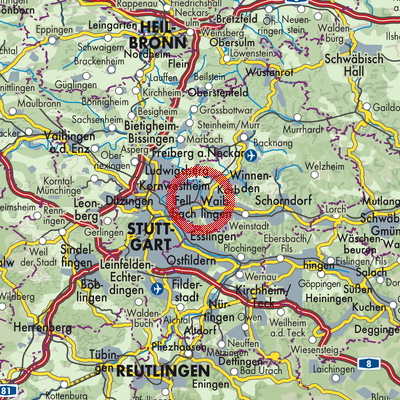 Landkarte Waiblingen