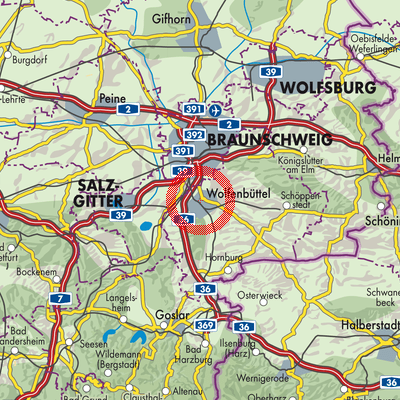 Landkarte Wolfenbüttel