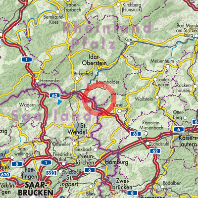 Landkarte Berschweiler bei Baumholder