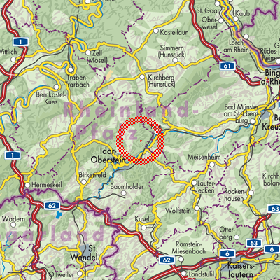 Landkarte Berschweiler bei Kirn