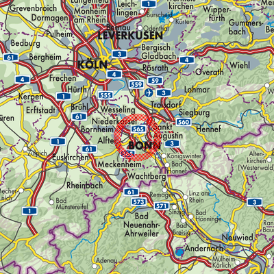 Landkarte Bonn