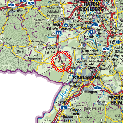 Landkarte Erlenbach bei Kandel