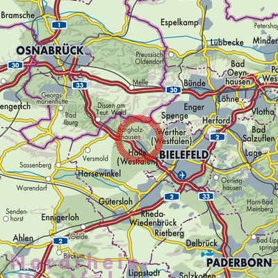 Landkarte Halle (Westf.)