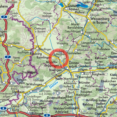 Landkarte Harburg (Schwaben)