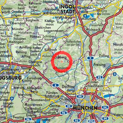Landkarte Hilgertshausen-Tandern