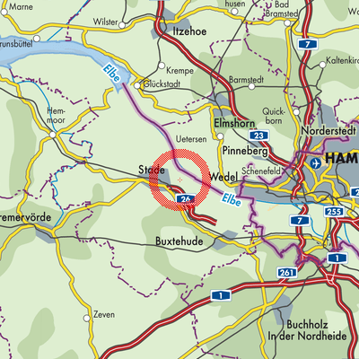 Landkarte Hollern-Twielenfleth