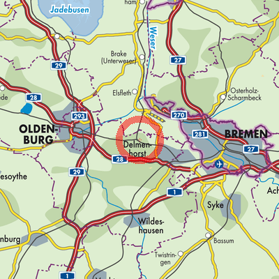 Landkarte Hude (Oldenburg)