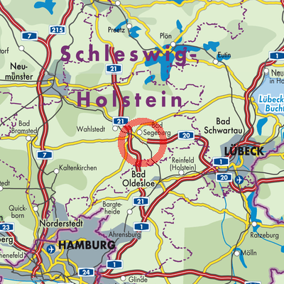Landkarte Klein Gladebrügge