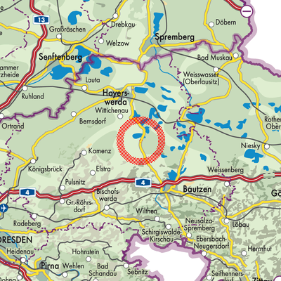 Landkarte Königswartha - Rakecy