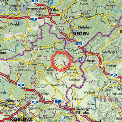 Landkarte Langenbach bei Kirburg