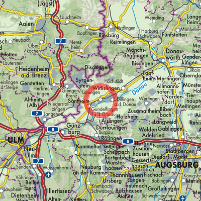 Landkarte Lauingen (Donau)