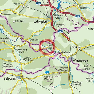 Landkarte Lenzen (Elbe)