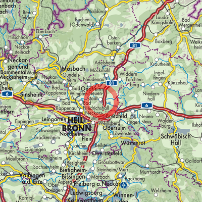Landkarte Neuenstadt am Kocher