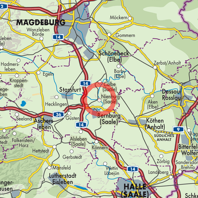 Landkarte Nienburg (Saale)