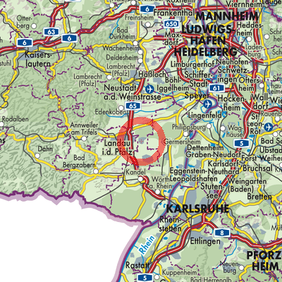 Landkarte Offenbach an der Queich