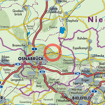Landkarte Ostercappeln