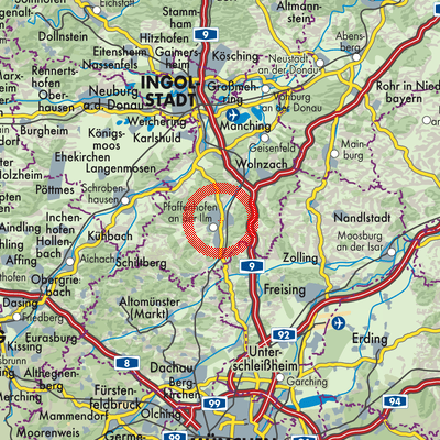 Landkarte Pfaffenhofen an der Ilm