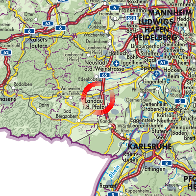 Landkarte Landau in der Pfalz