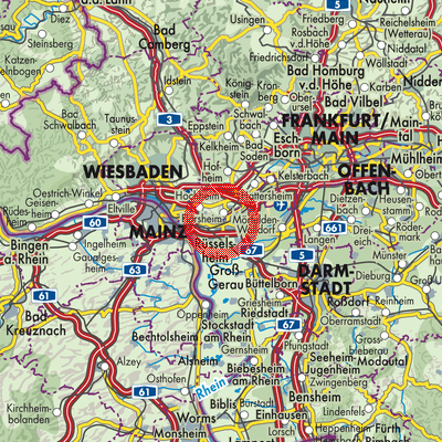 Landkarte Rüsselsheim am Main