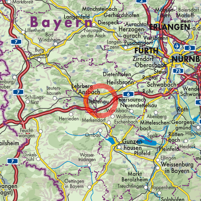 Landkarte Sachsen bei Ansbach