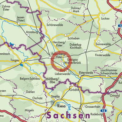 Landkarte Uebigau-Wahrenbrück