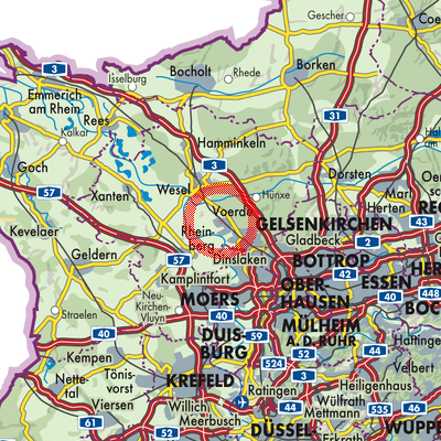 Landkarte Voerde (Niederrhein)