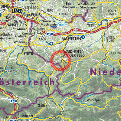 Landkarte Gemeinde Waidhofen an der Ybbs