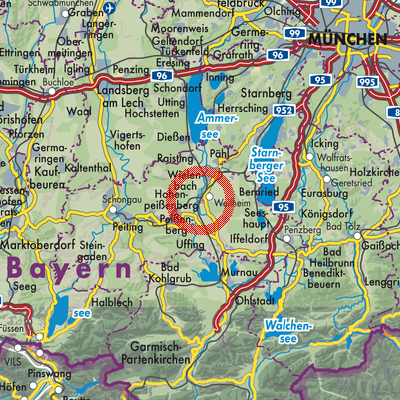 Landkarte Weilheim in Oberbayern