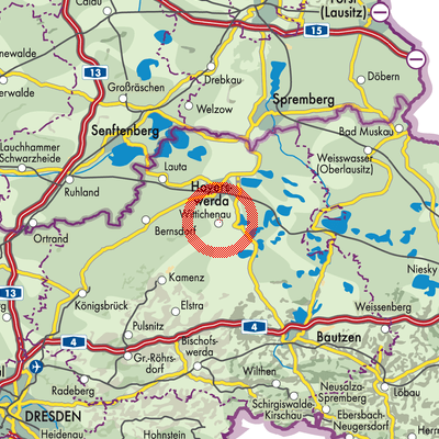 Landkarte Wittichenau - Kulow