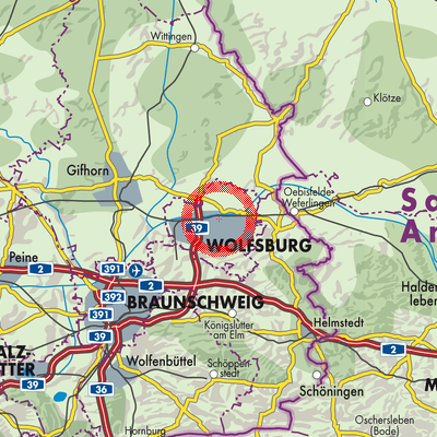 Landkarte Wolfsburg